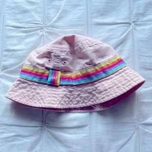Baby Gap Girls s/m pink bucket hat rainbow EUC